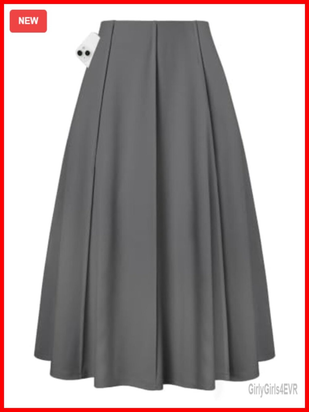 Kate K A-Line High Waisted Flowy Skirt with Pockets